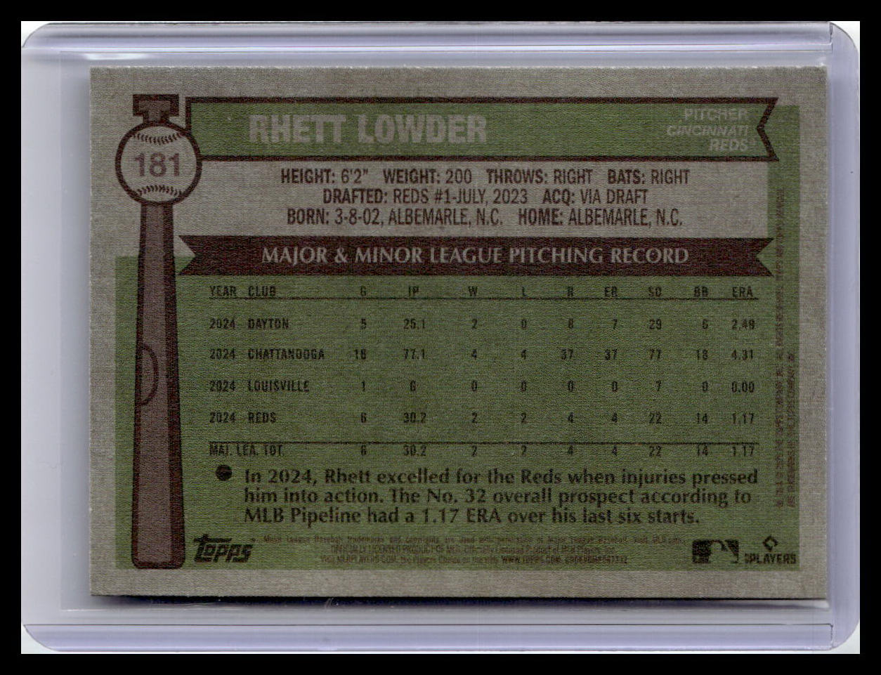 2025 Topps Heritage #181 Rhett Lowder