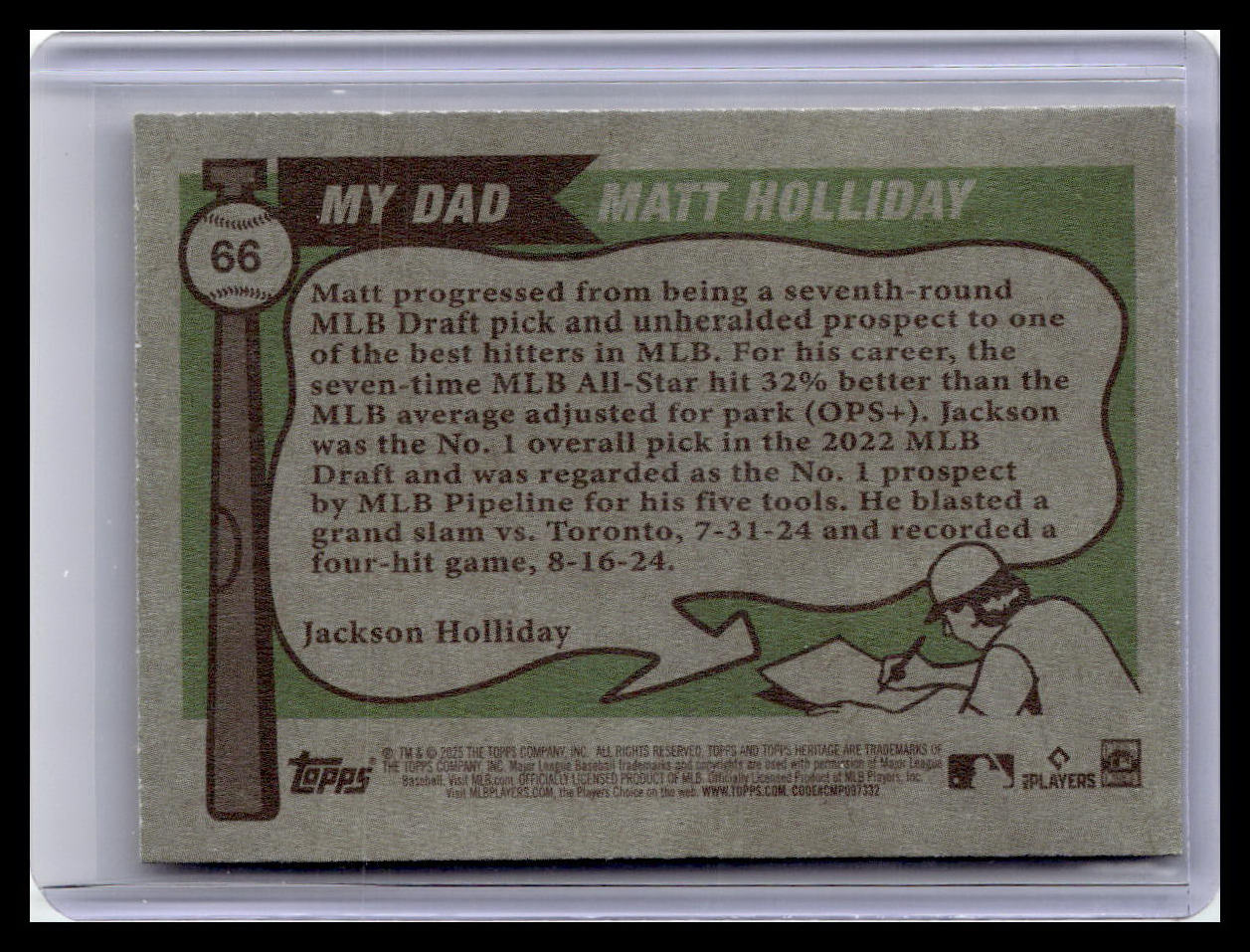2025 Topps Heritage #66 Matt Holliday / Jackson Holliday