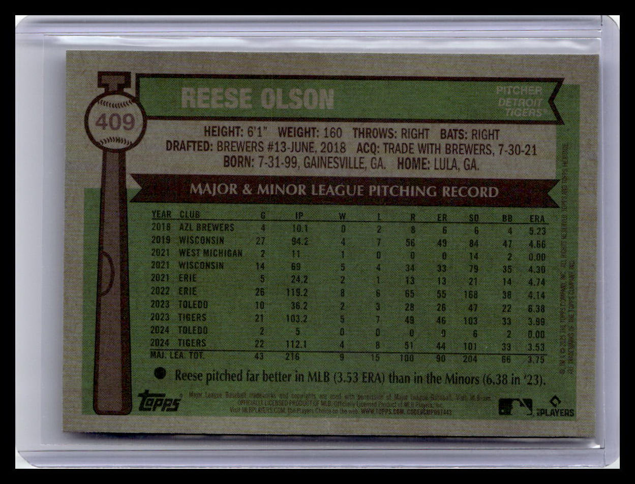2025 Topps Heritage #409 Reese Olson Chrome Silver Sparkle Refractor
