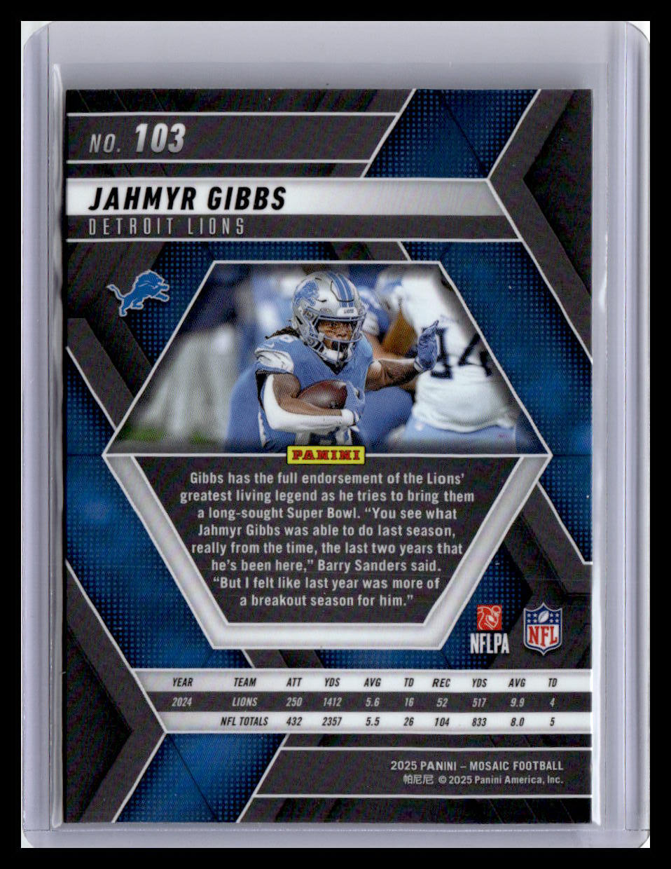 2025 Panini Mosaic #103 Jahmyr Gibbs