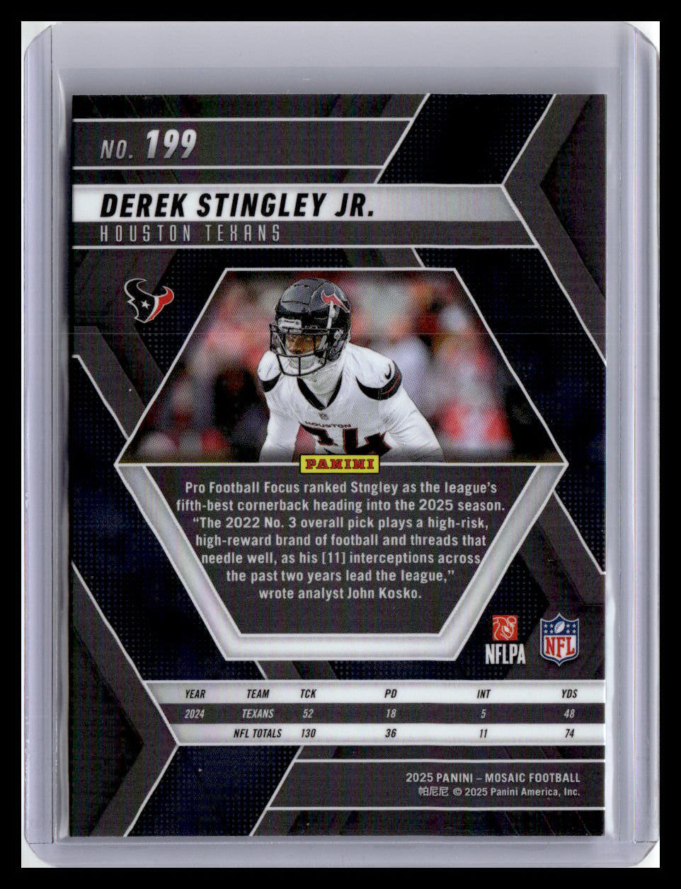 2025 Panini Mosaic #199 Derek Stingley Jr.