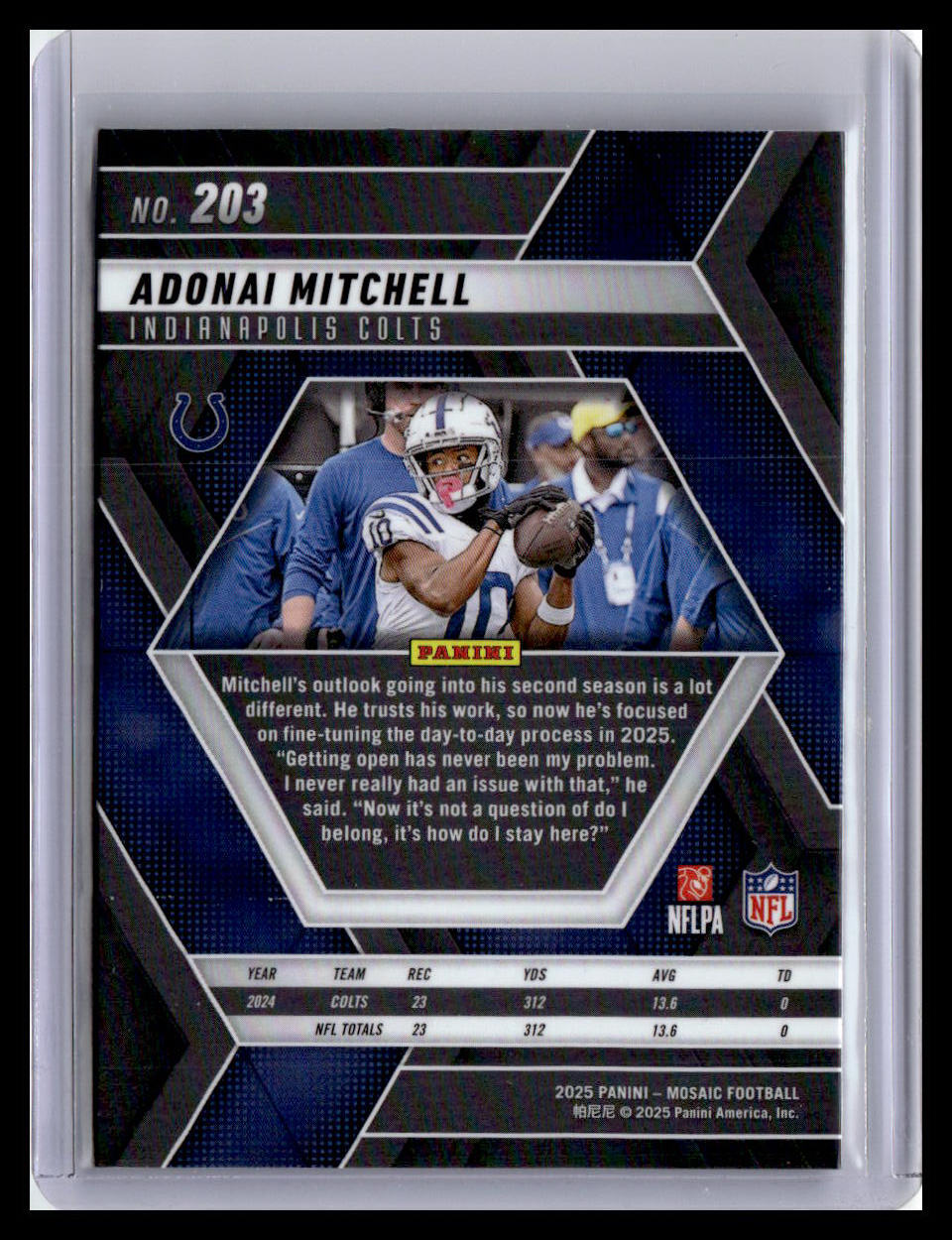 2025 Panini Mosaic #203 Adonai Mitchell