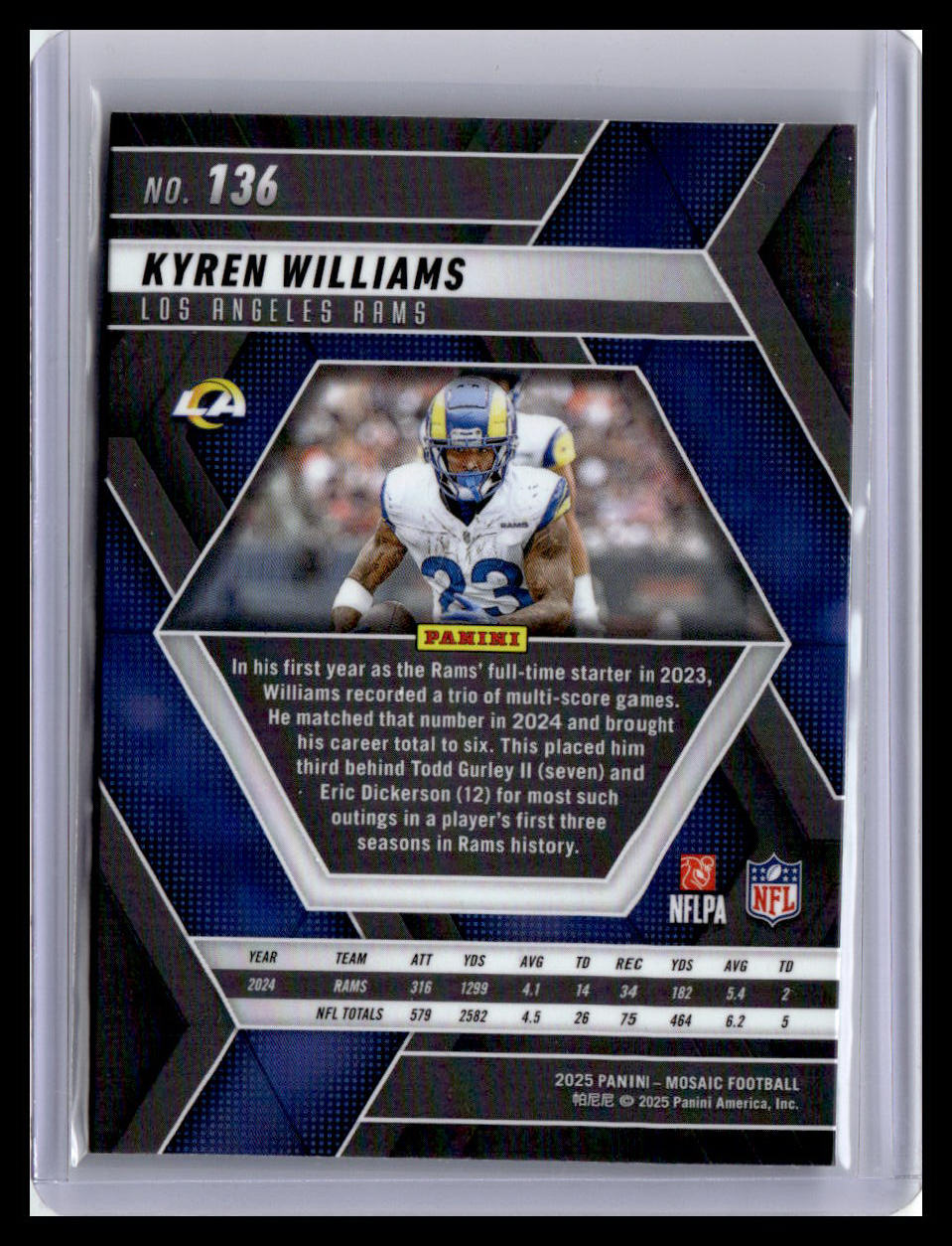 2025 Panini Mosaic #136 Kyren Williams