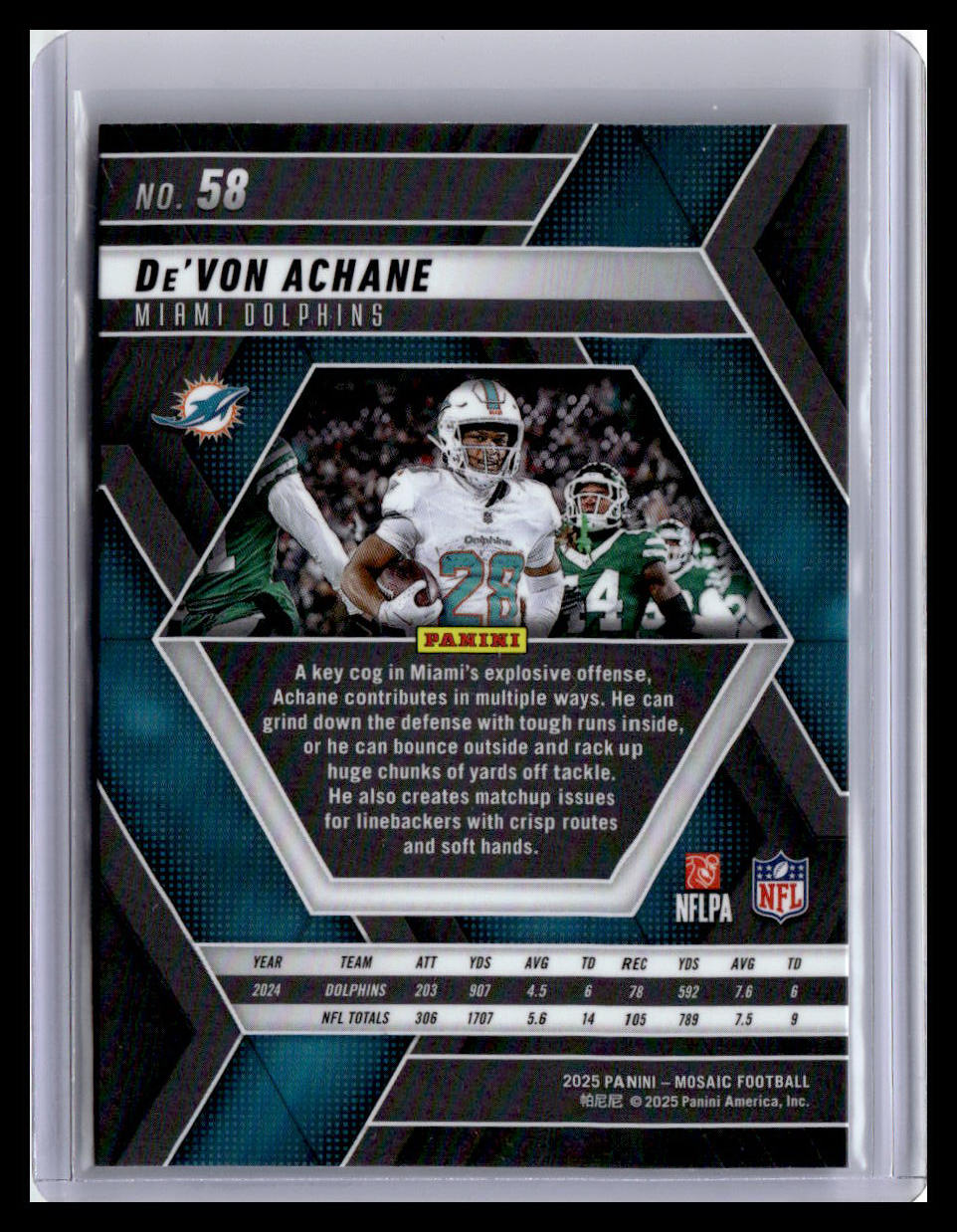 2025 Panini Mosaic #58 De'Von Achane