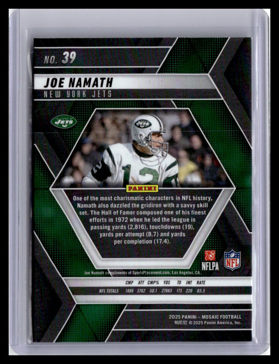 2025 Panini Mosaic #39 Joe Namath