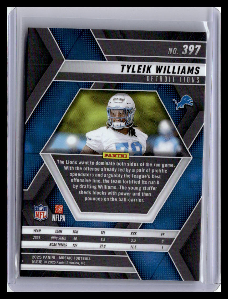 2025 Panini Mosaic #397 Tyleik Williams