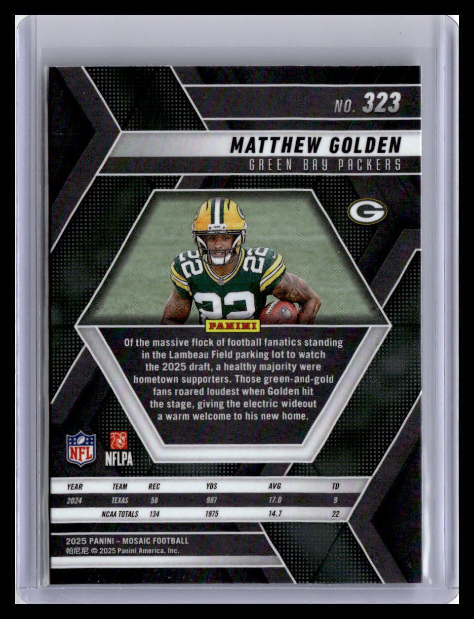 2025 Panini Mosaic #323 Matthew Golden