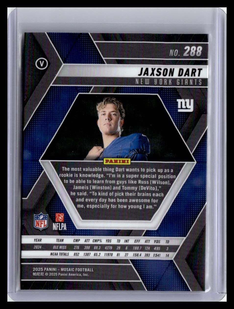 2025 Panini Mosaic #288 Jaxson Dart