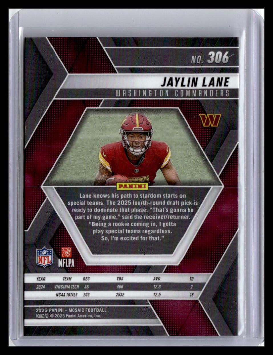 2025 Panini Mosaic #306 Jaylin Lane