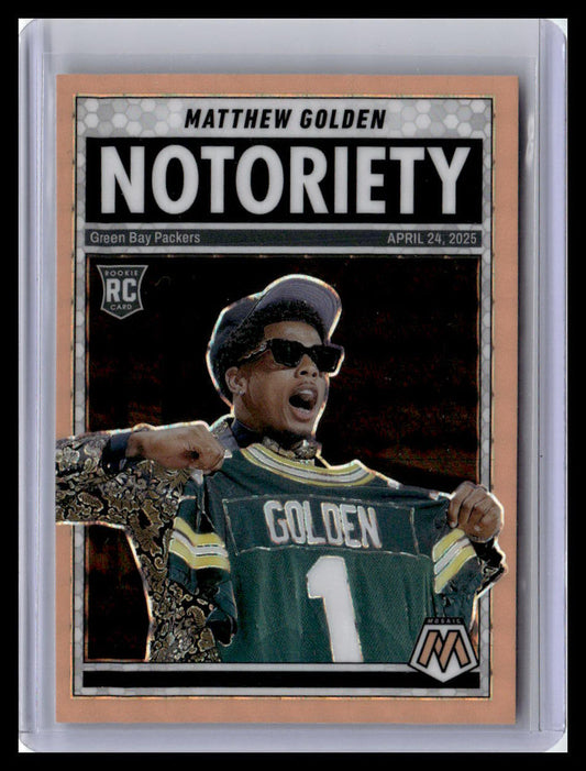 2025 Panini Mosaic #21 Matthew Golden Notoriety Mosaic Orange Fluorescent