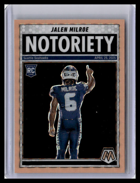 2025 Panini Mosaic #15 Jalen Milroe Notoriety Mosaic Orange Fluorescent