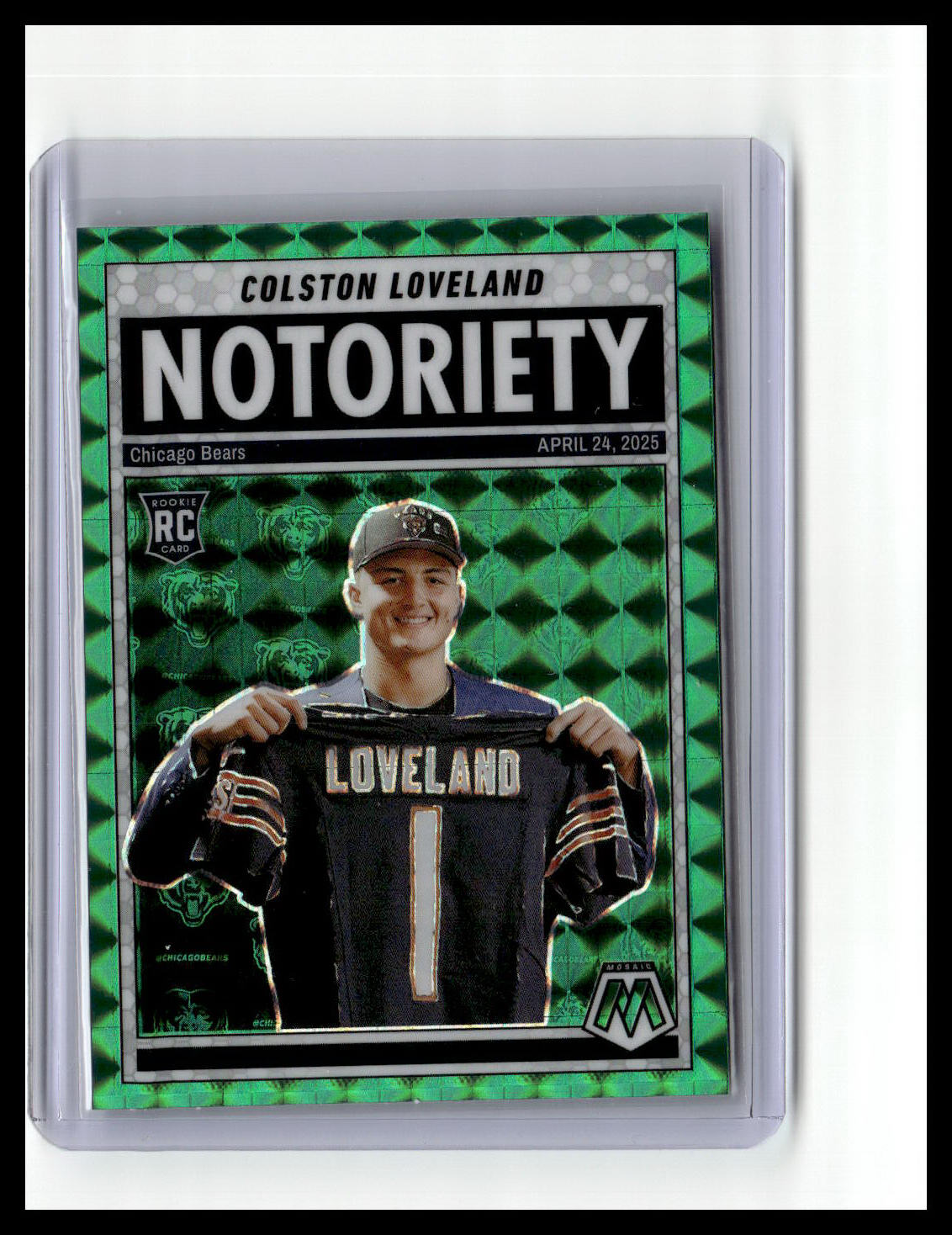 2025 Panini Mosaic #24 Colston Loveland Notoriety Mosaic Green
