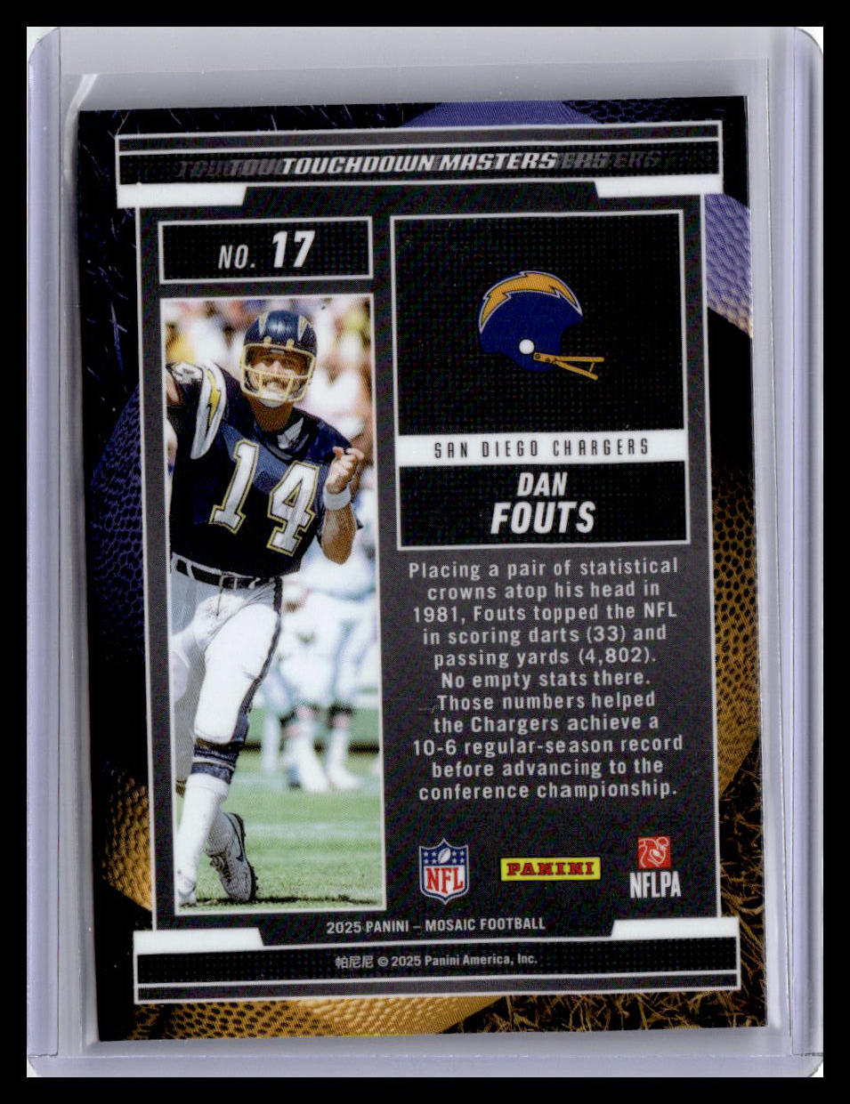 2025 Panini Mosaic #17 Dan Fouts Touchdown Masters