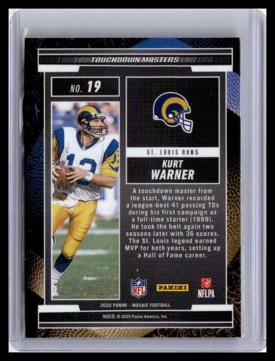 2025 Panini Mosaic #19 Kurt Warner Touchdown Masters