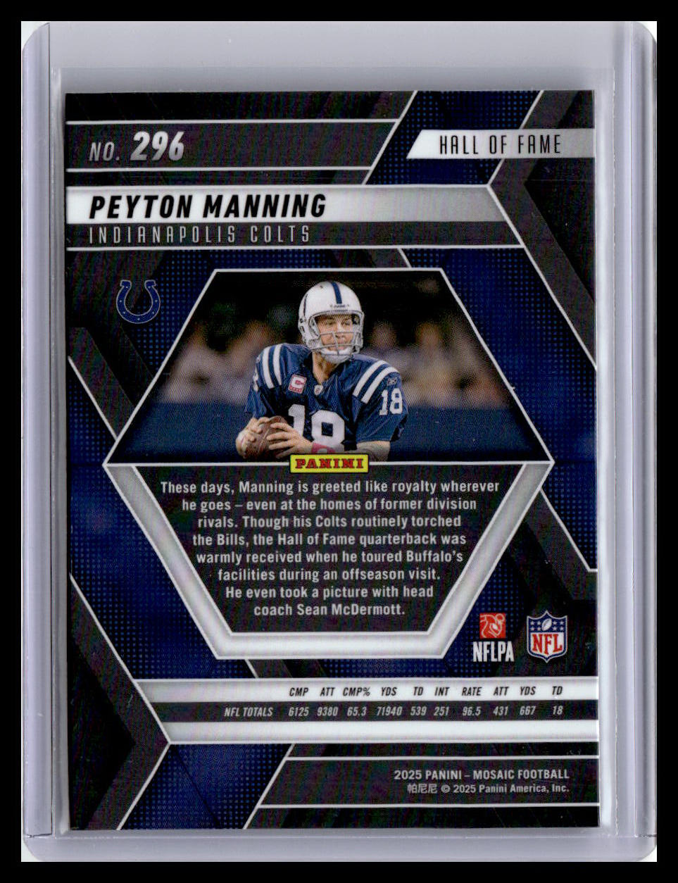 2025 Panini Mosaic #296 Peyton Manning Hall Of Fame