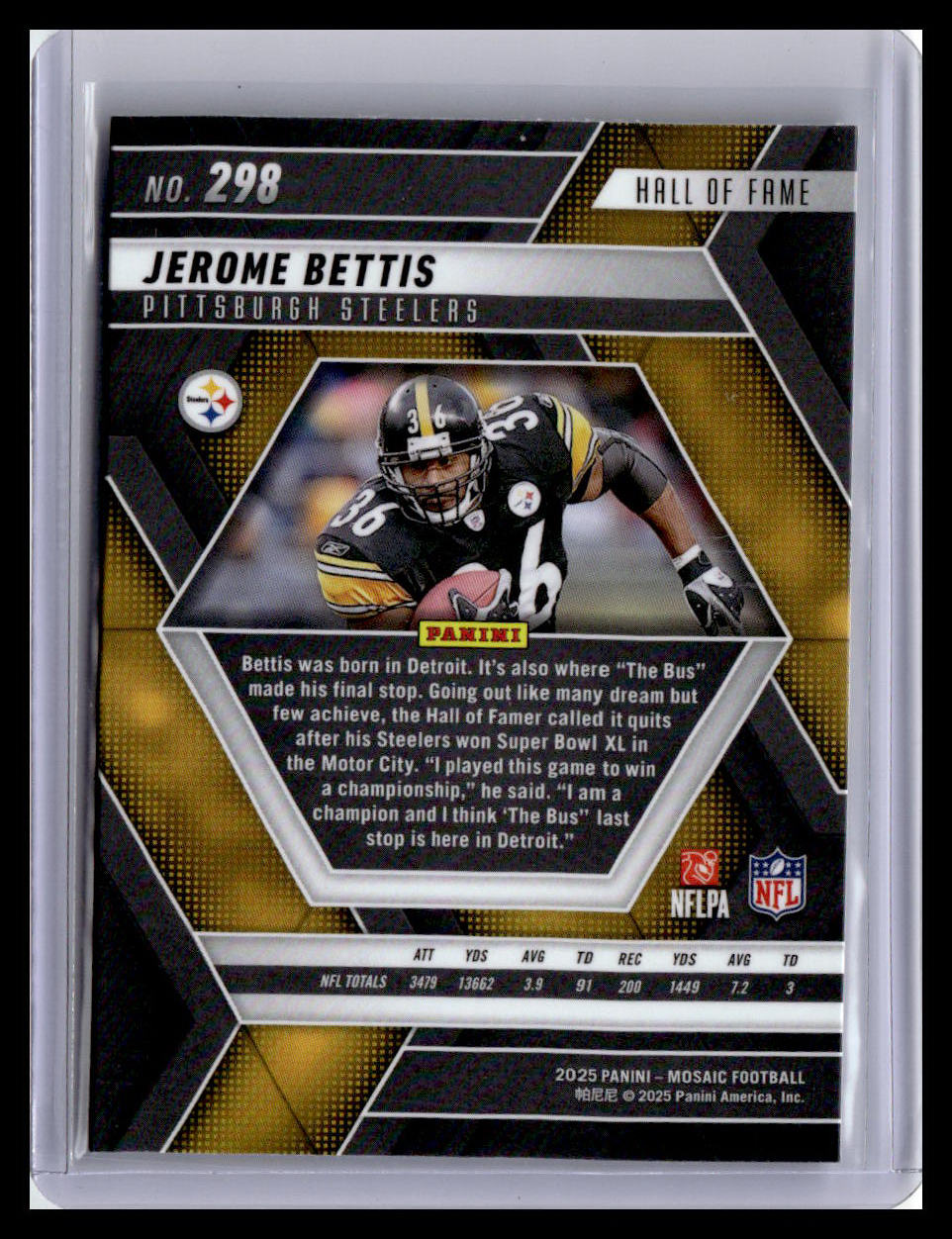 2025 Panini Mosaic #298 Jerome Bettis Hall Of Fame
