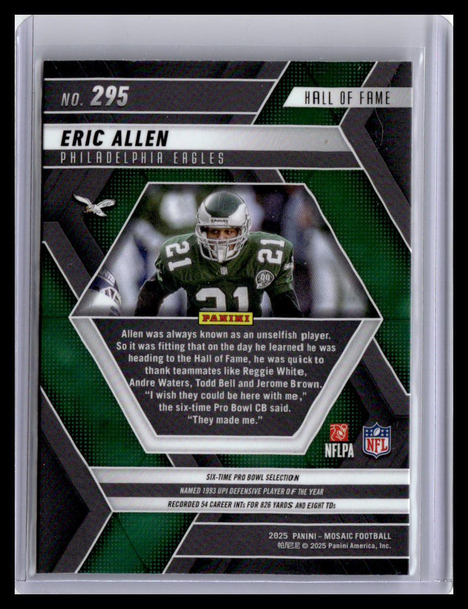 2025 Panini Mosaic #295 Eric Allen Hall Of Fame