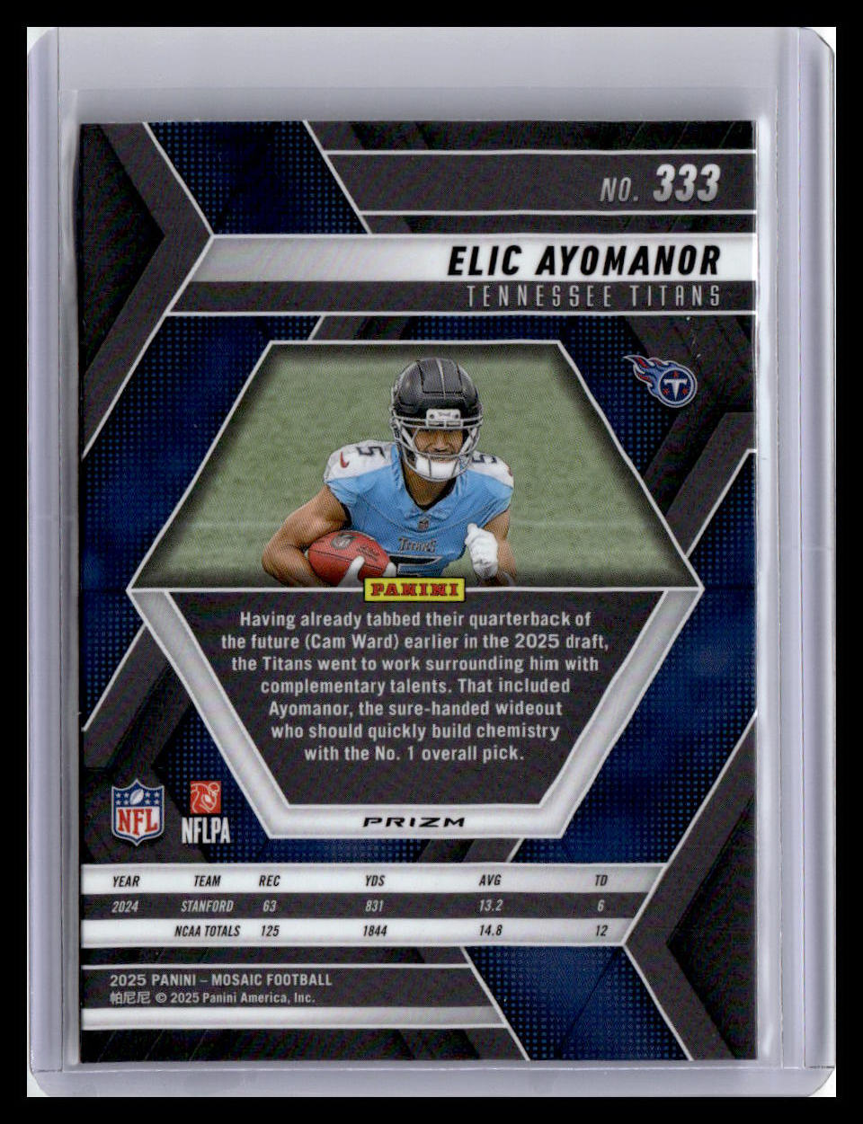 2025 Panini Mosaic #333 Elic Ayomanor Mosaic Reactive Purple