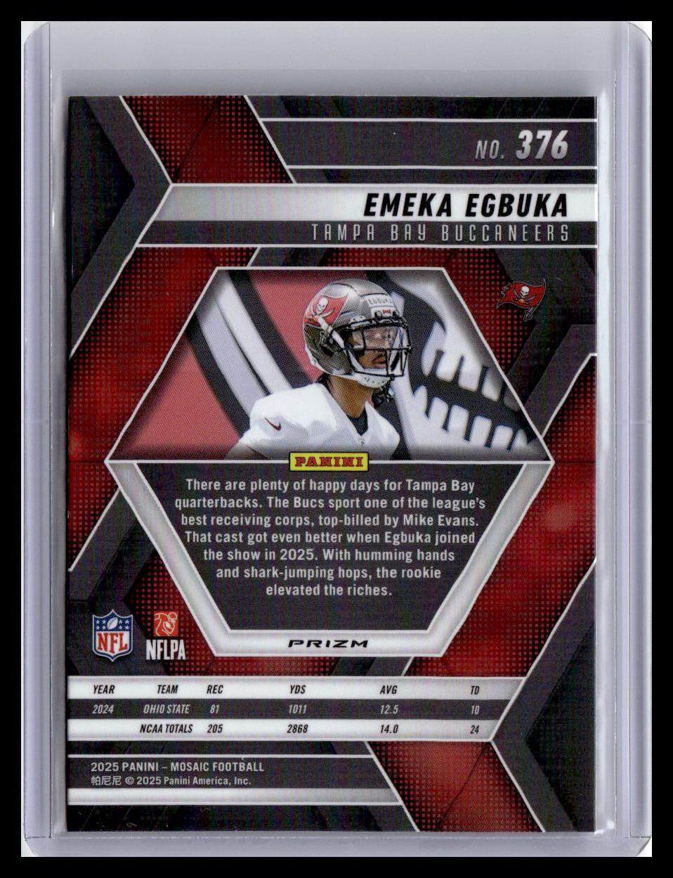 2025 Panini Mosaic #376 Emeka Egbuka Mosaic Reactive Purple