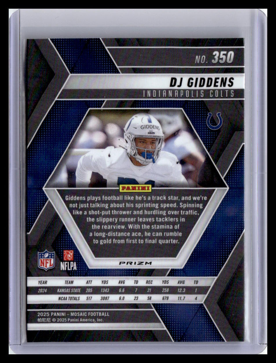 2025 Panini Mosaic #350 DJ Giddens Mosaic Reactive Purple