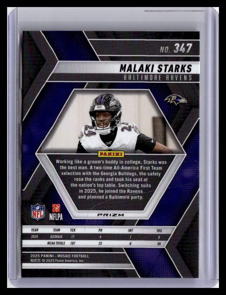2025 Panini Mosaic #347 Malaki Starks Mosaic Reactive Purple