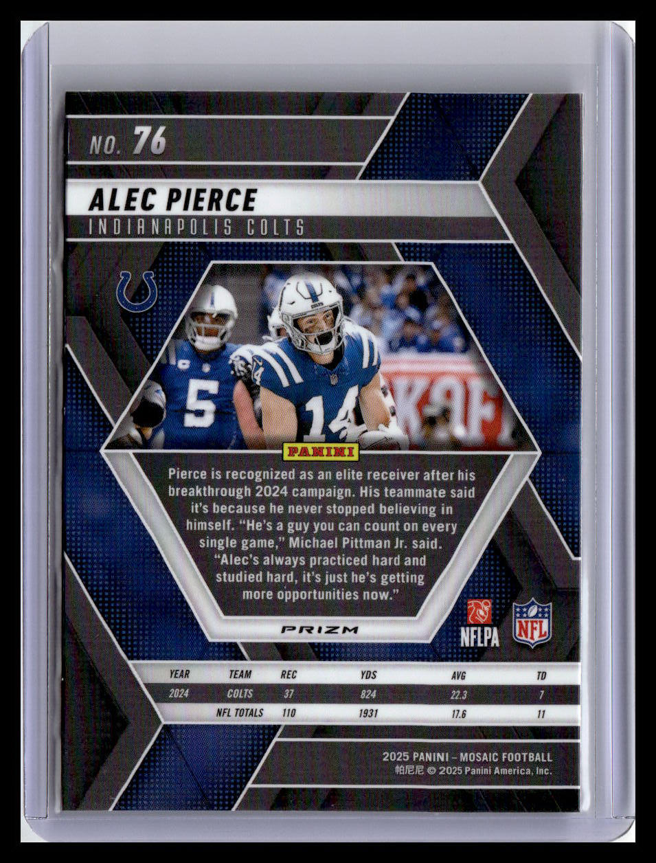 2025 Panini Mosaic #76 Alec Pierce Mosaic Reactive Purple