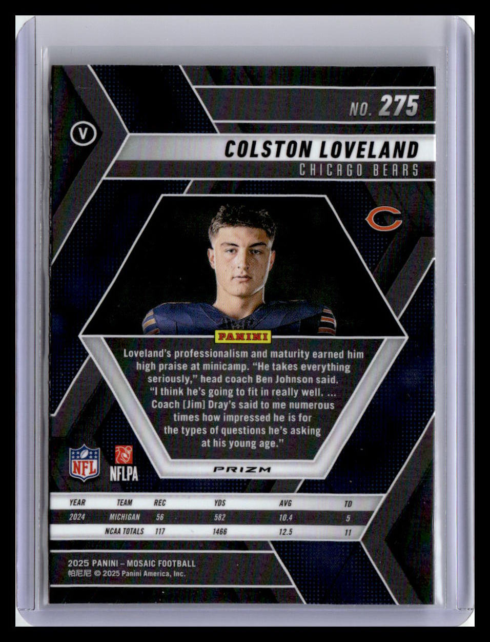 2025 Panini Mosaic #275 Colston Loveland Mosaic Reactive Purple