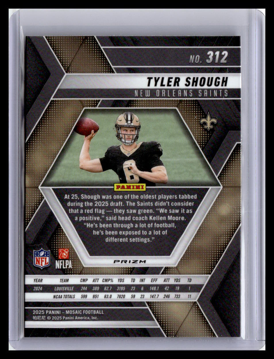 2025 Panini Mosaic #312 Tyler Shough Mosaic Red and White Stripe