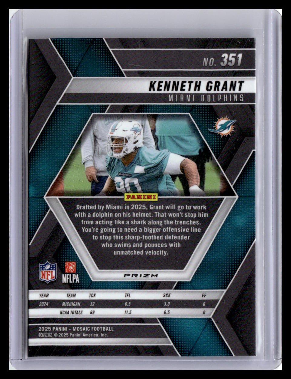 2025 Panini Mosaic #351 Kenneth Grant Mosaic Red and White Stripe