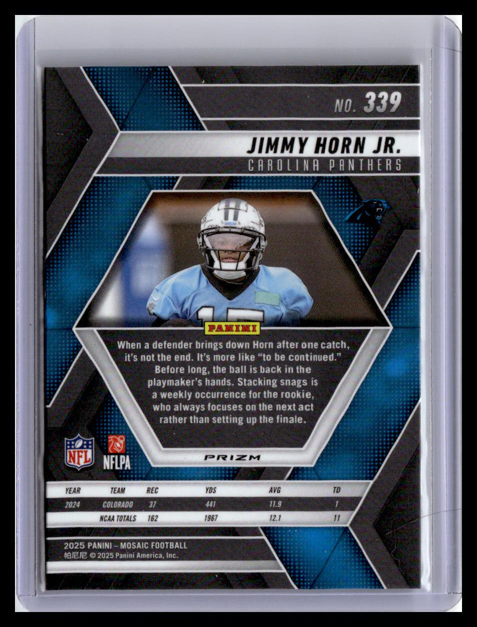 2025 Panini Mosaic #339 Jimmy Horn Jr. Mosaic Red and White Stripe