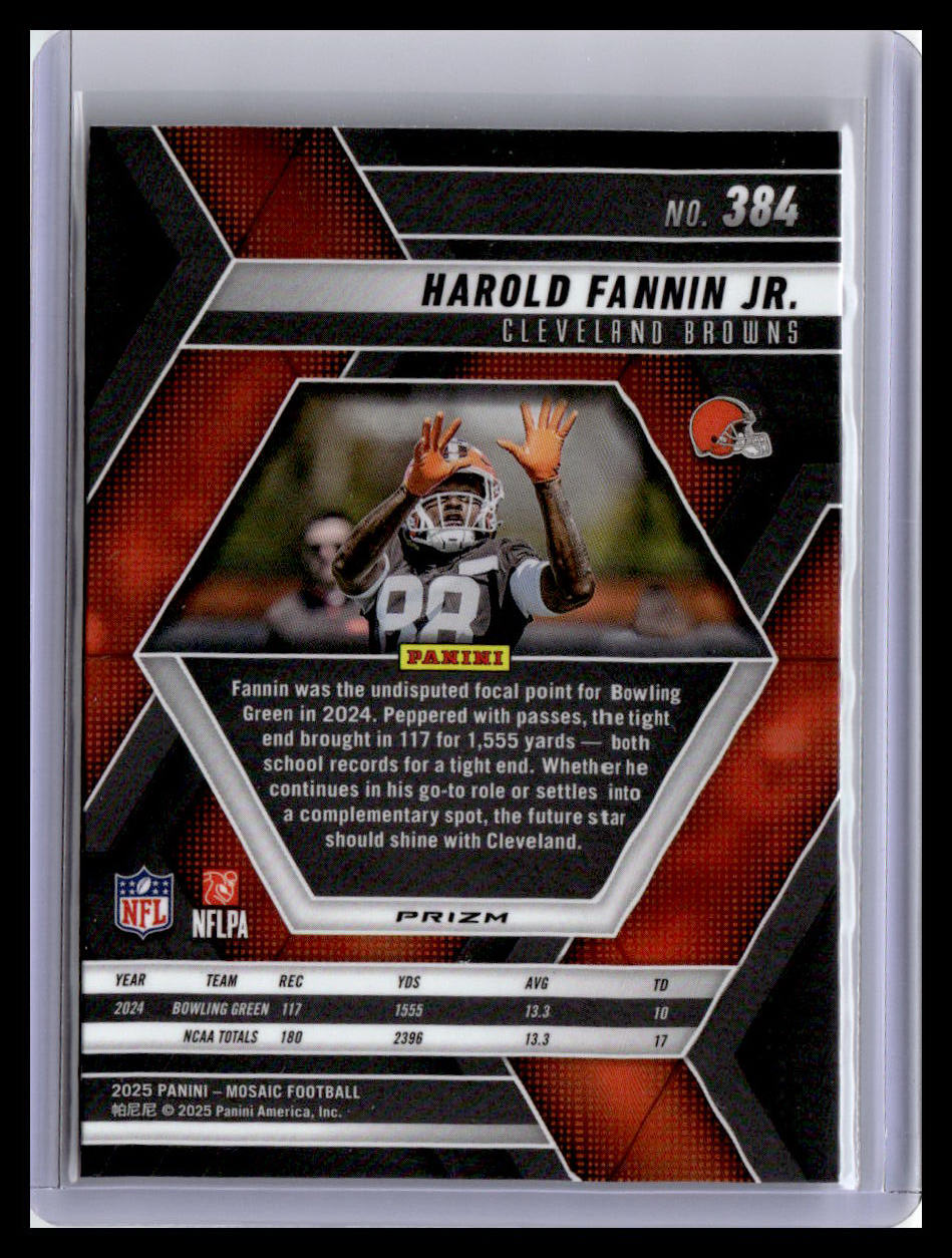 2025 Panini Mosaic #384 Harold Fannin Jr. Mosaic Red and White Stripe