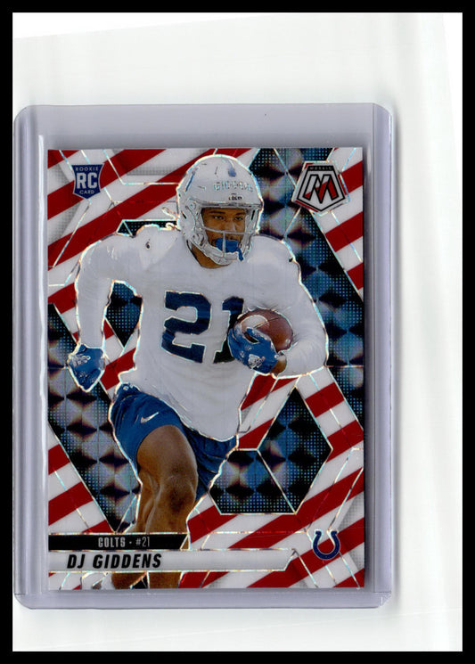 2025 Panini Mosaic #350 DJ Giddens Mosaic Red and White Stripe