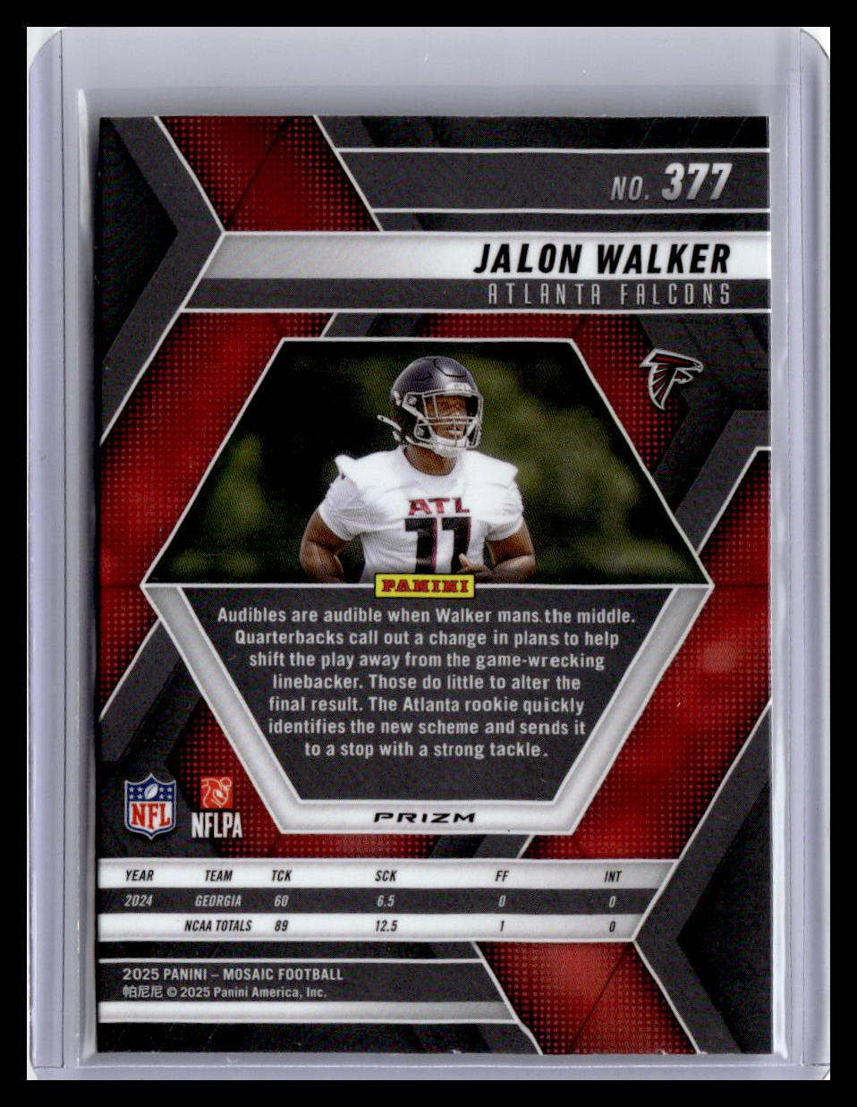 2025 Panini Mosaic #377 Jalon Walker Mosaic Red and White Stripe