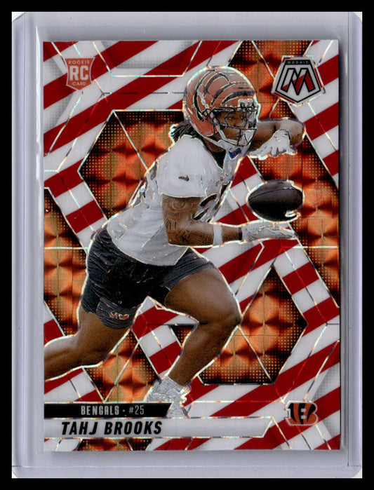 2025 Panini Mosaic #400 Tahj Brooks Mosaic Red and White Stripe