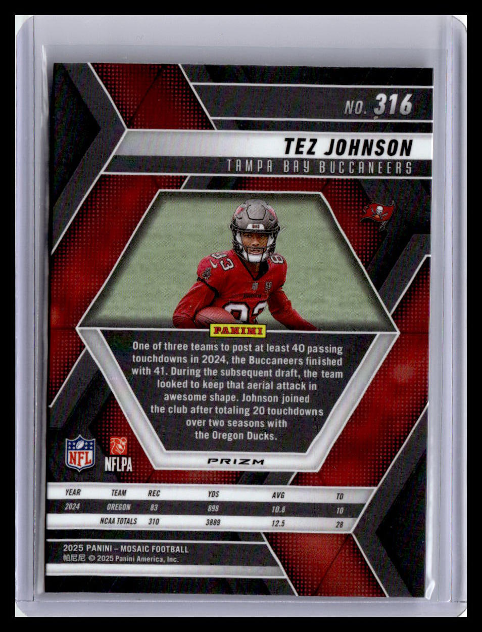 2025 Panini Mosaic #316 Tez Johnson Mosaic Red and White Stripe
