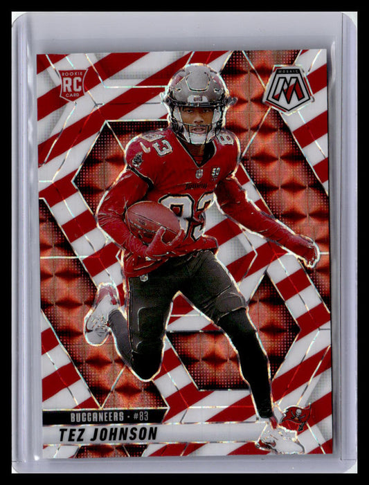 2025 Panini Mosaic #316 Tez Johnson Mosaic Red and White Stripe