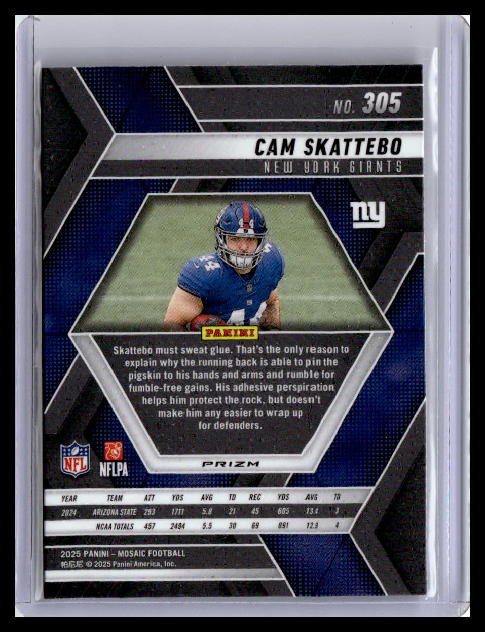 2025 Panini Mosaic #305 Cam Skattebo Mosaic Red and White Stripe