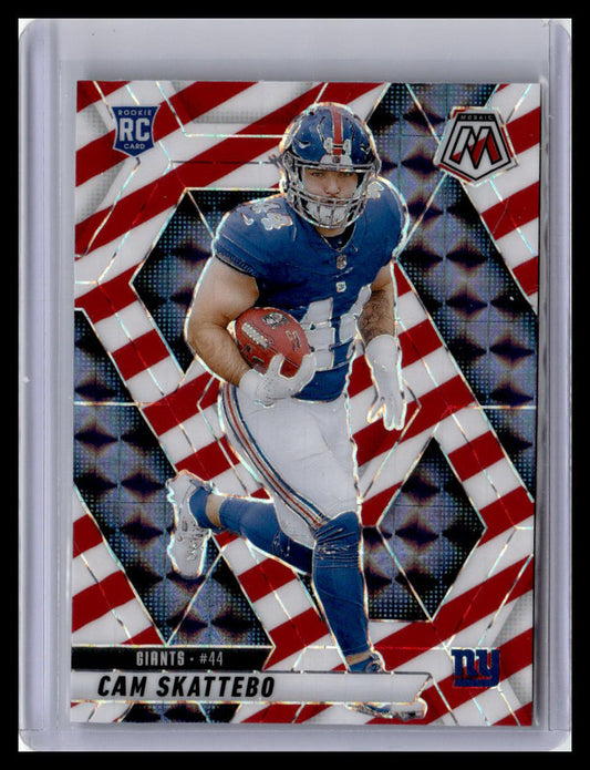 2025 Panini Mosaic #305 Cam Skattebo Mosaic Red and White Stripe