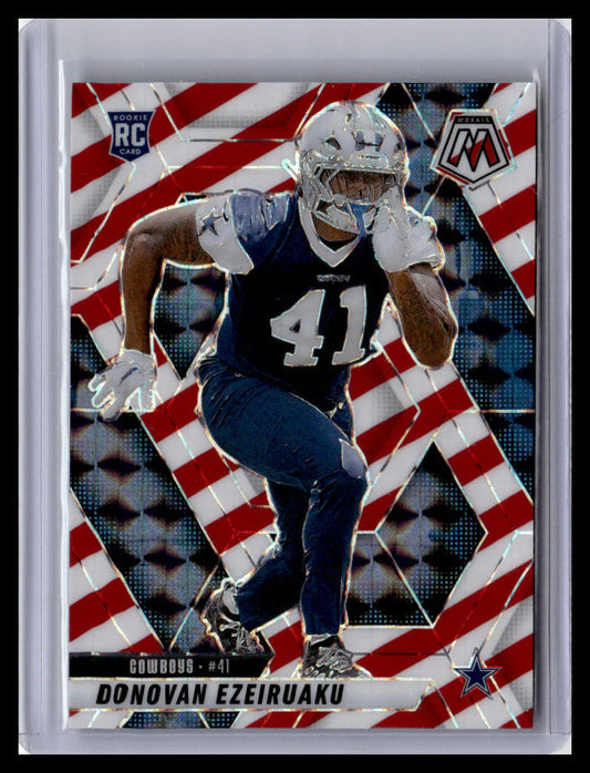 2025 Panini Mosaic #337 Donovan Ezeiruaku Mosaic Red and White Stripe