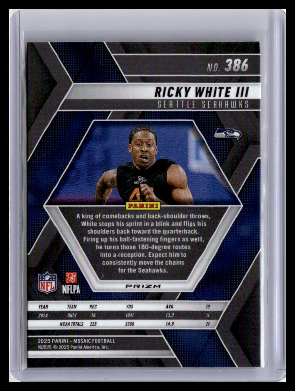 2025 Panini Mosaic #386 Ricky White III Mosaic Red and White Stripe