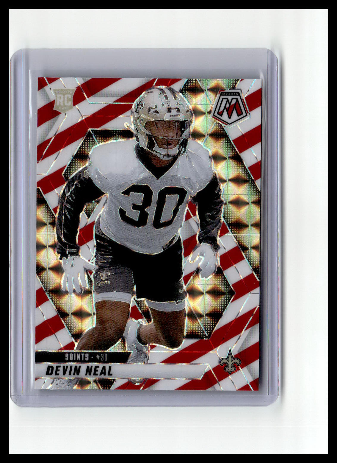 2025 Panini Mosaic #330 Devin Neal Mosaic Red and White Stripe