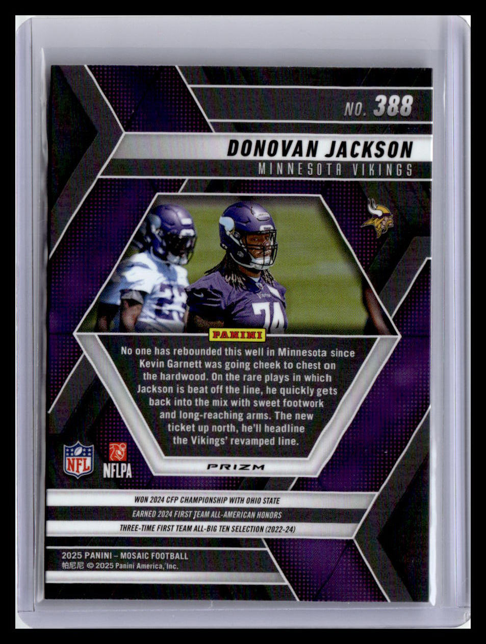 2025 Panini Mosaic #388 Donovan Jackson Mosaic Red and White Stripe
