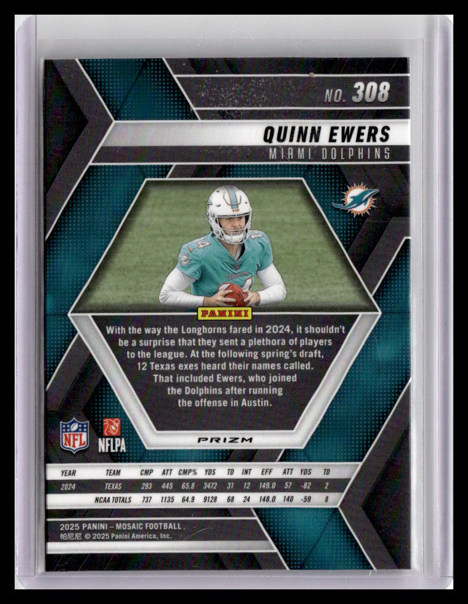 2025 Panini Mosaic #308 Quinn Ewers Mosaic Camo Pink
