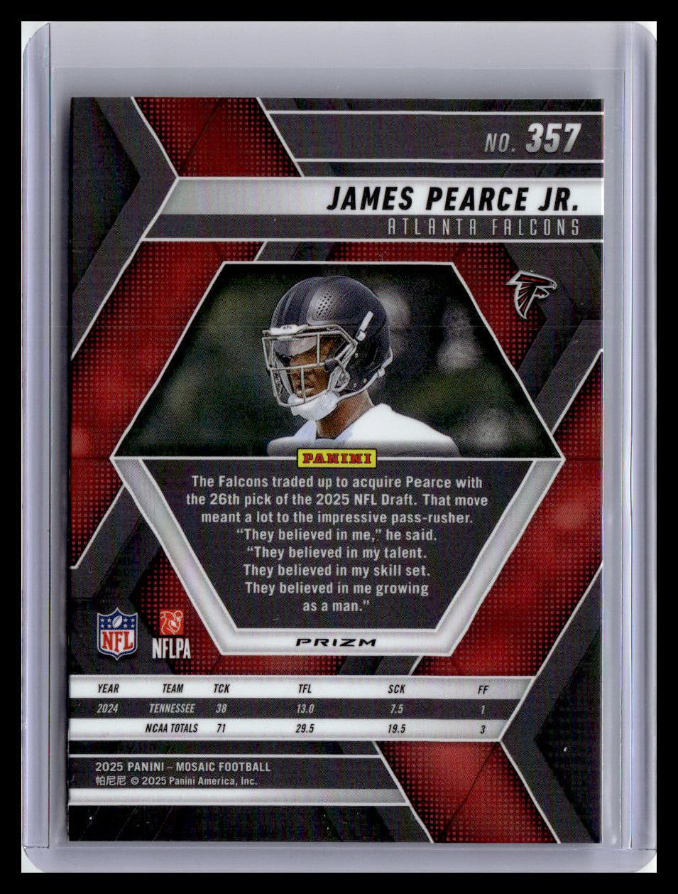 2025 Panini Mosaic #357 James Pearce Jr. Mosaic Green