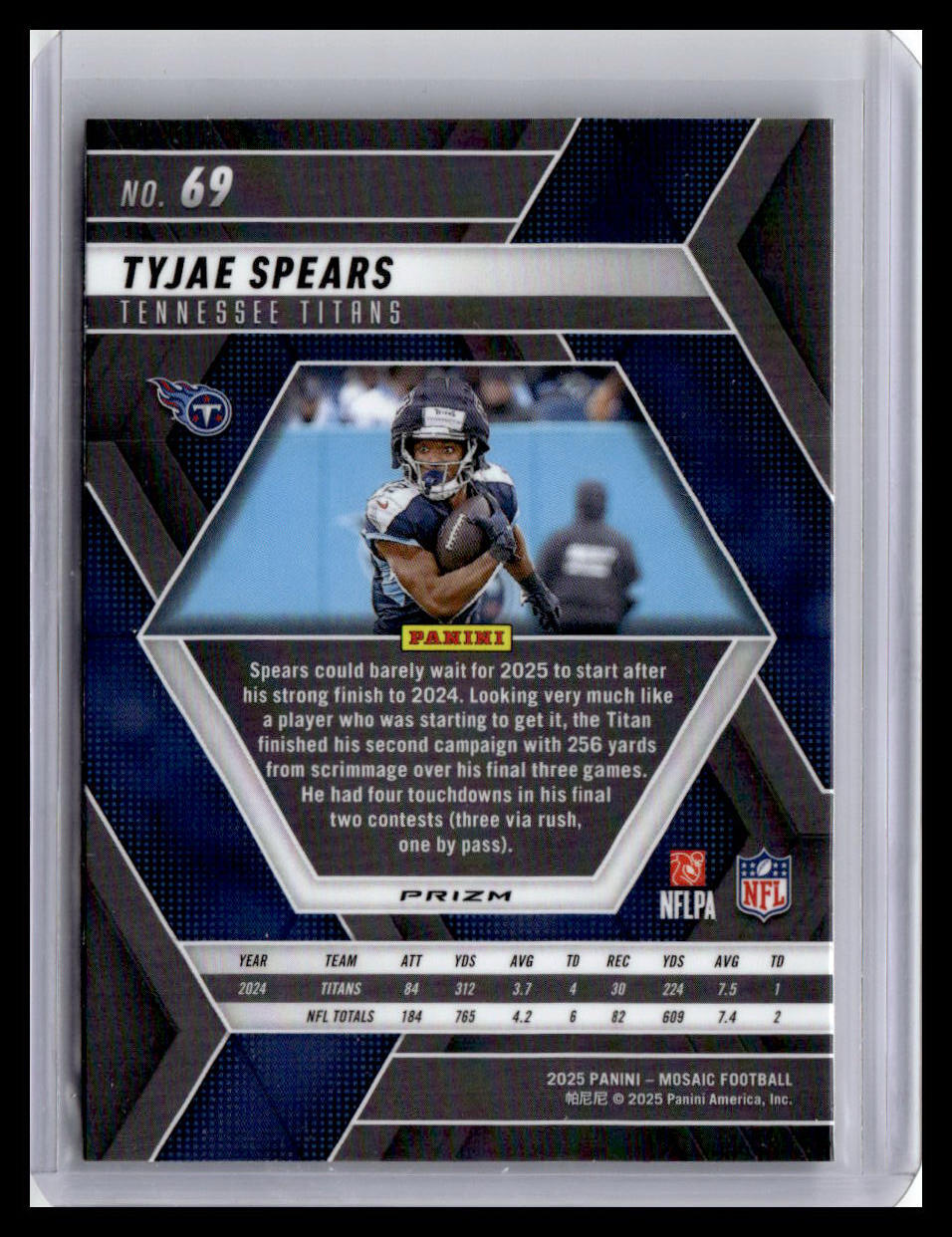 2025 Panini Mosaic #69 Tyjae Spears Mosaic Green