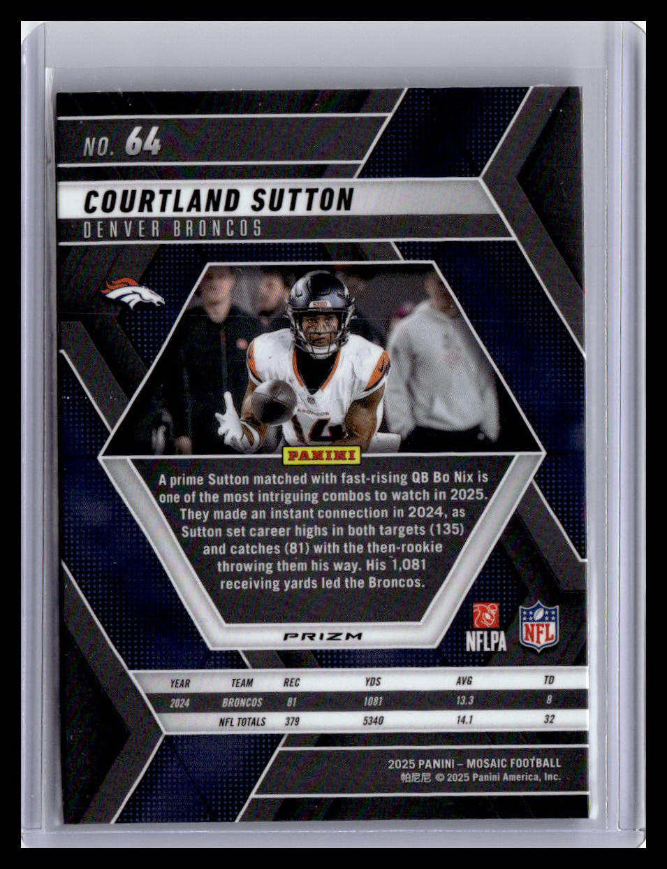 2025 Panini Mosaic #64 Courtland Sutton Mosaic Reactive Purple