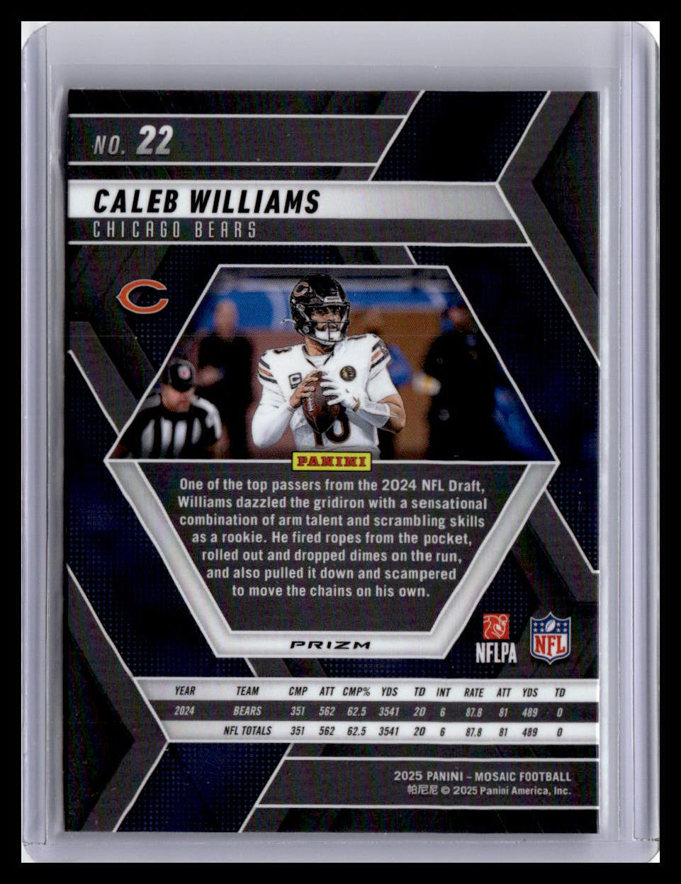2025 Panini Mosaic #22 Caleb Williams Mosaic Reactive Purple