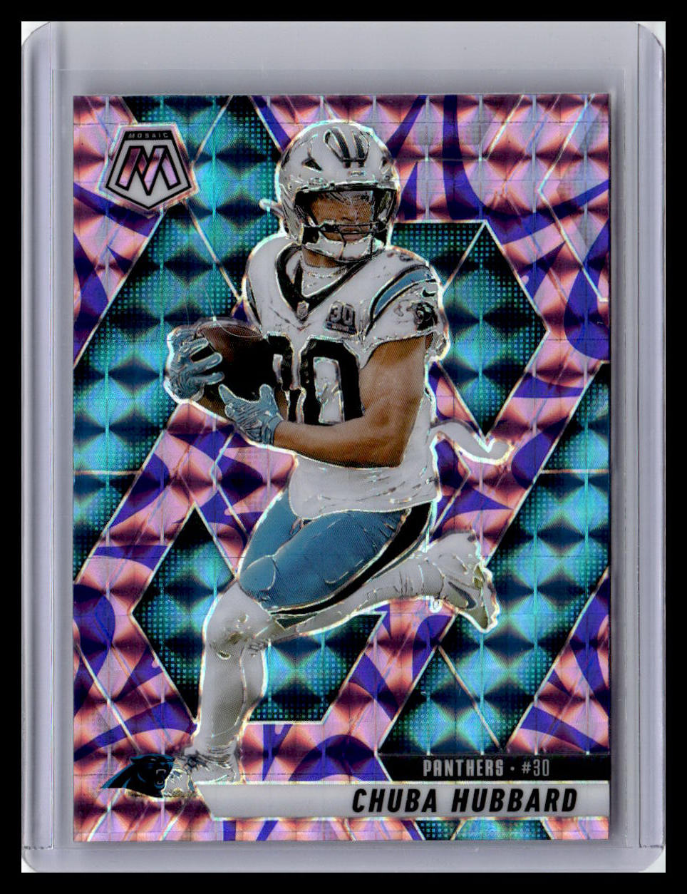 2025 Panini Mosaic #193 Chuba Hubbard Mosaic Reactive Purple