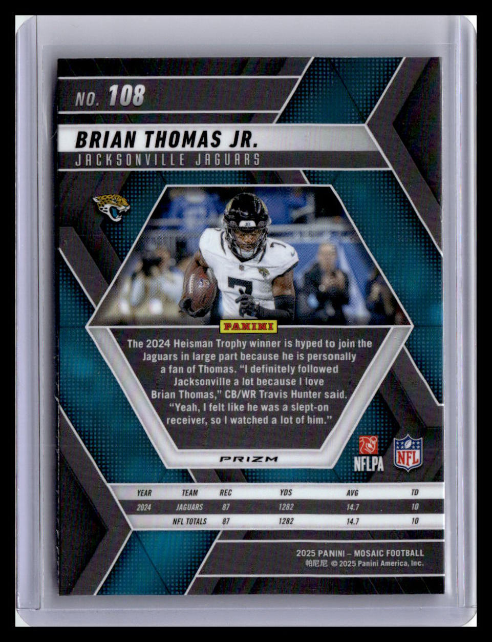 2025 Panini Mosaic #108 Brian Thomas Jr. Mosaic Reactive Purple