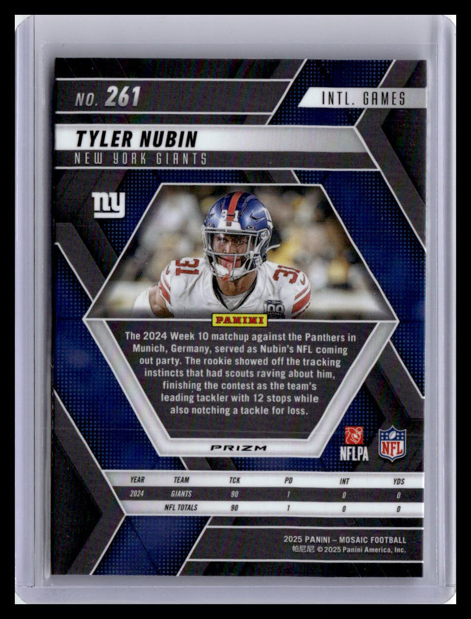 2025 Panini Mosaic #261 Tyler Nubin Mosaic Reactive Purple